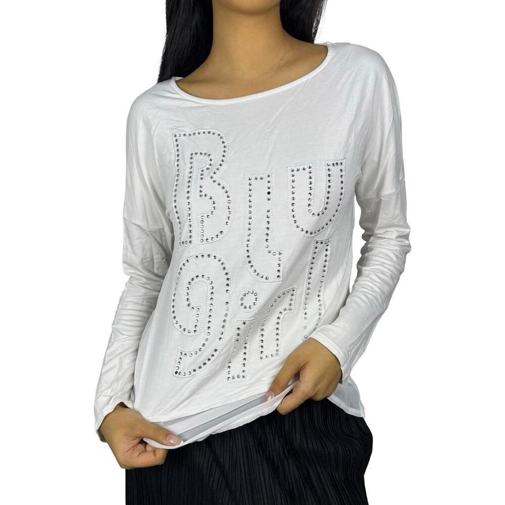 Bluemarine Blu Girl Rhinestone Top White